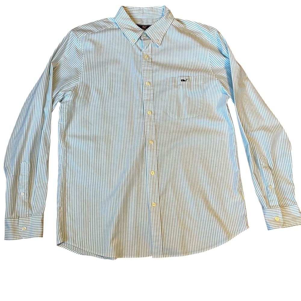 Vineyard Vines Men's‎ Green Striped Button Down Shirt Medium